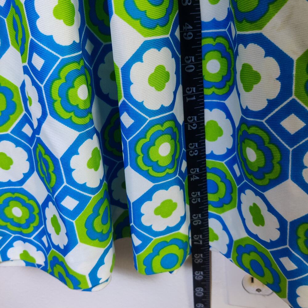 Vintage Handmade Mod Floral Geometric Long Sleeve Maxi Dress 60s 70s Large XL - Picture 9 of 9